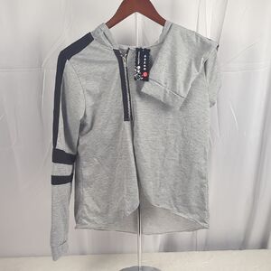 Light Gray Hooded Jacket And Pants Set with Black Stripes - Unbranded